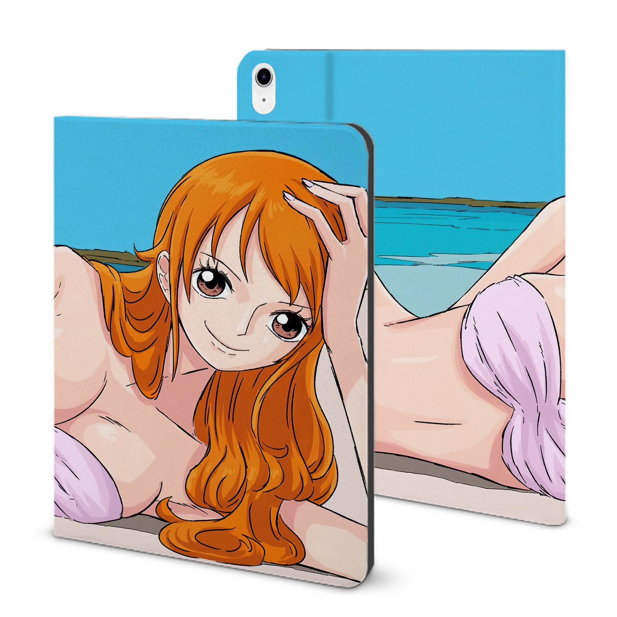 （画像用） ワンピース ONE PIECE IPad ケース ブック型 PUレザー TPU 耐衝撃 軽量 薄型 ペン収納なし 全面保護 IPad 各モデル対応